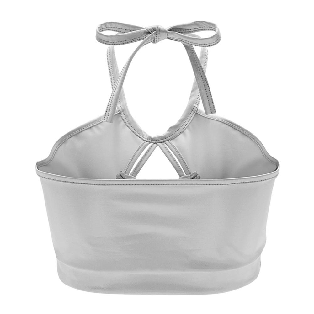 Women's Metallic Design Sexy Slim Halter Camisole Illusory Color Glossy Sparkly Chest Hollow Backless Lace Up Cropped Top