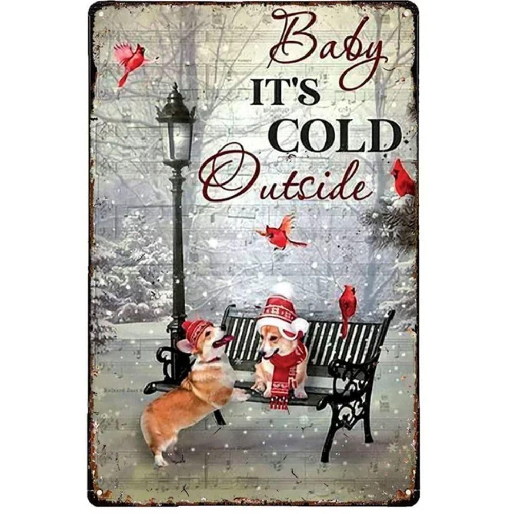 Счастливого Рождества Металлическая табличка Санта, Праздничный новогодний настенный декор 20x30см