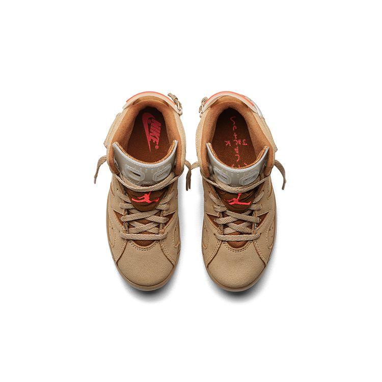 Детские кроссовки Travis Scott x Air Jordan 6 Retro PS British цвета хаки Светло-коричневый с парусом DH0693-200