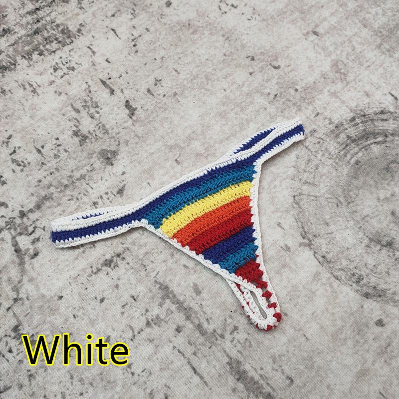 European & American Influencer Striped Handmade Crochet Bikini Set