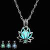 3 Colors Fashion Buddhist Lotus Luminous Pendant Necklace Chain Charm Party Jewelry