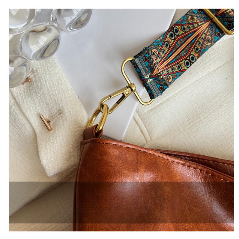 Винтажная однотонная женская модная сумка из искусственной кожи на ремне, простая сумка через плечо с широким ремешком