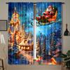2pcs Luxurious Christmas Lights Print Curtains Set Semi-Sheer Polyester With Rod Pocket For Easy Hanging For Bedroom Living Room