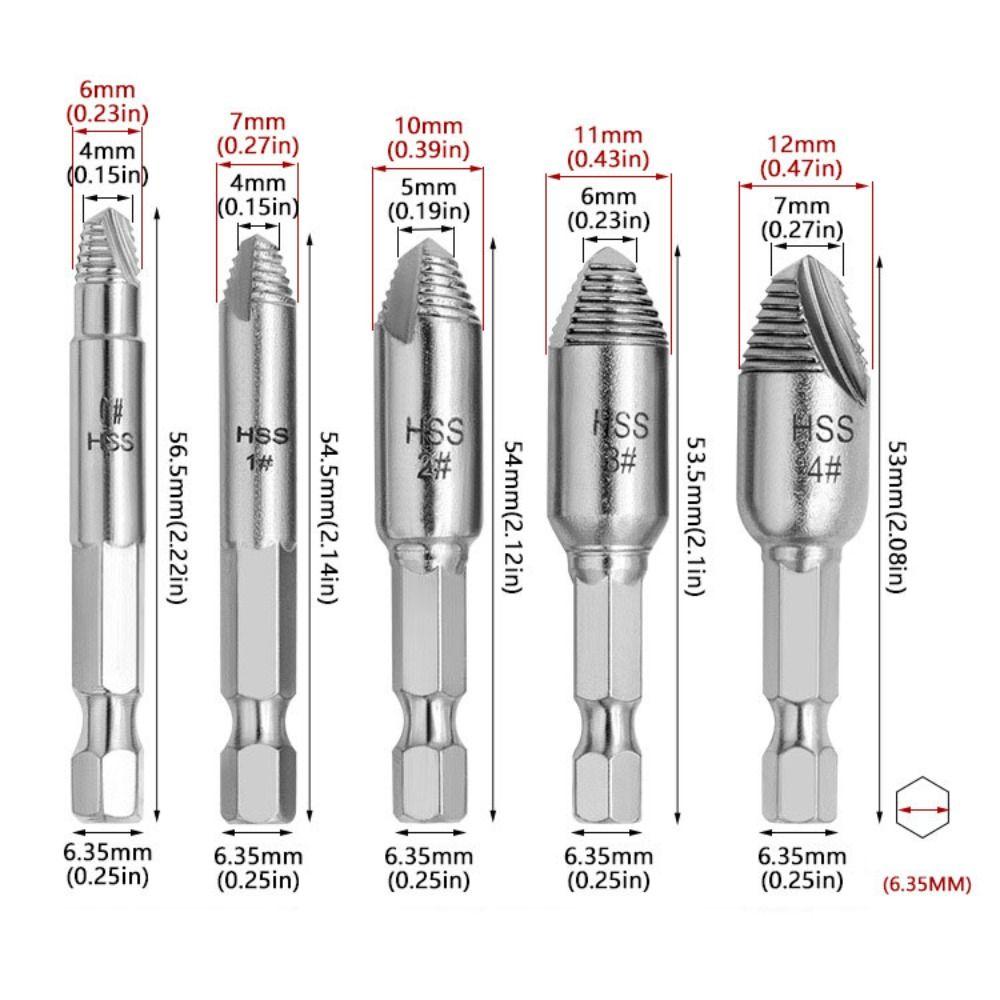 5 шт./компл. Инструмент для удаления резьбовых болтов, высокая твердость, инструменты для сноса, поврежденный экстрактор винтов, домашний инструмент «сделай сам»