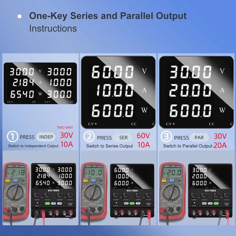 Новый 30V10A двойной источник питания переменного/постоянного тока, переменный лабораторный источник питания, 60 В, регулируемый лабораторный стабилизатор напряжения, стабилизатор тока, блок Usb