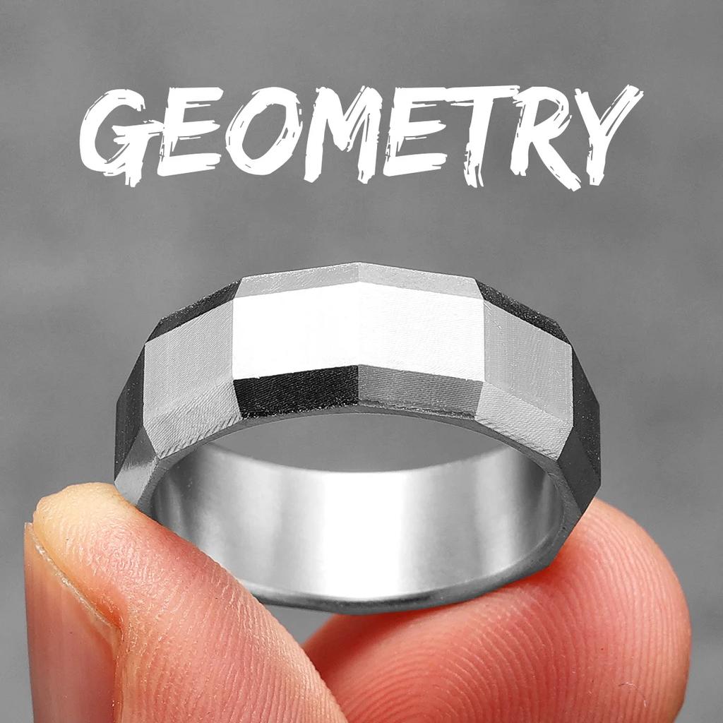 Geometric Cuts Men Rings Stainless Steel Vintage Luxury Simple Punk New In Women Jewelry Fashion Accessories Gift
