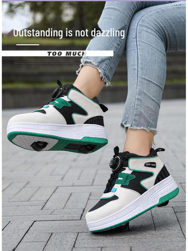 Кроссовки для бега с двумя колесами Mesh 2024 для детей — обувь для катания на роликах со спортивной пряжкой