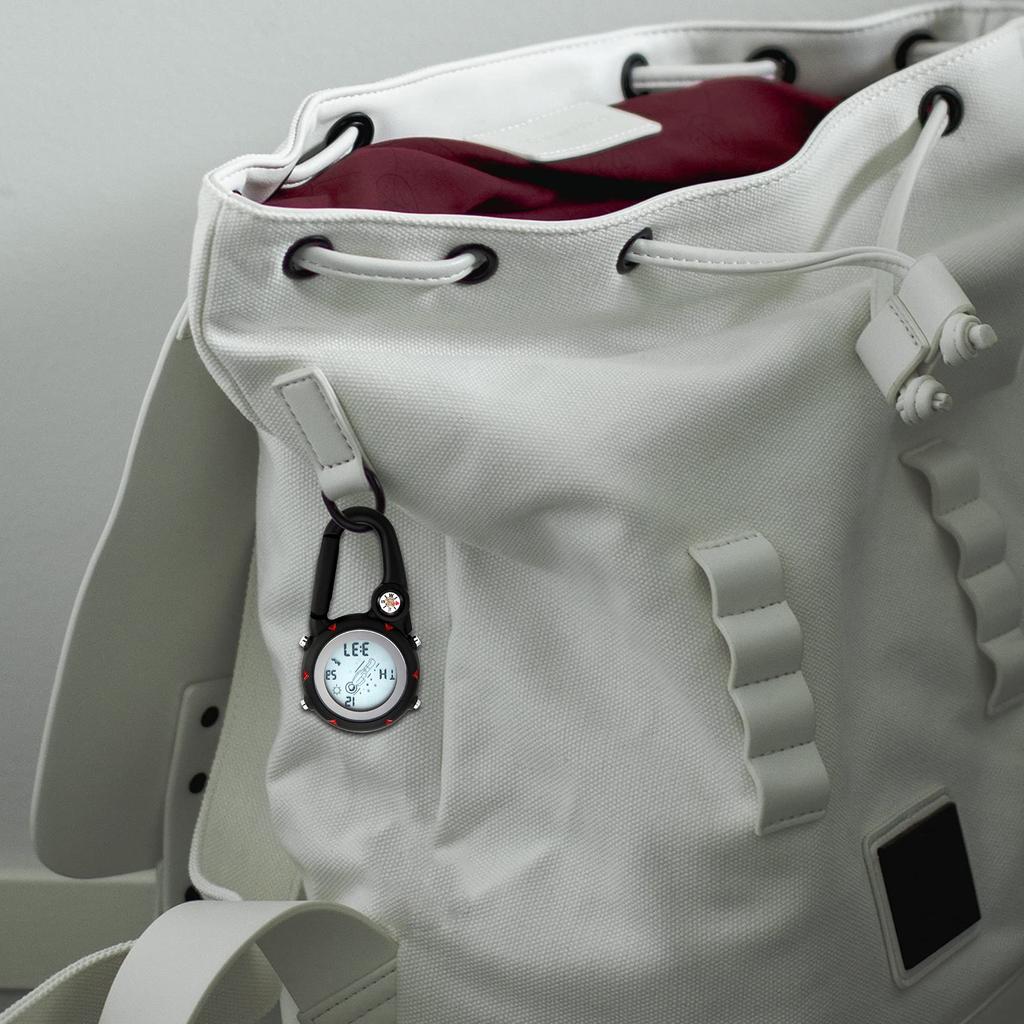 JEWELRYWE Carabiner Watch Digital Clip Watch Keychain Carabiner Watch 3ATM Waterproof Unisex