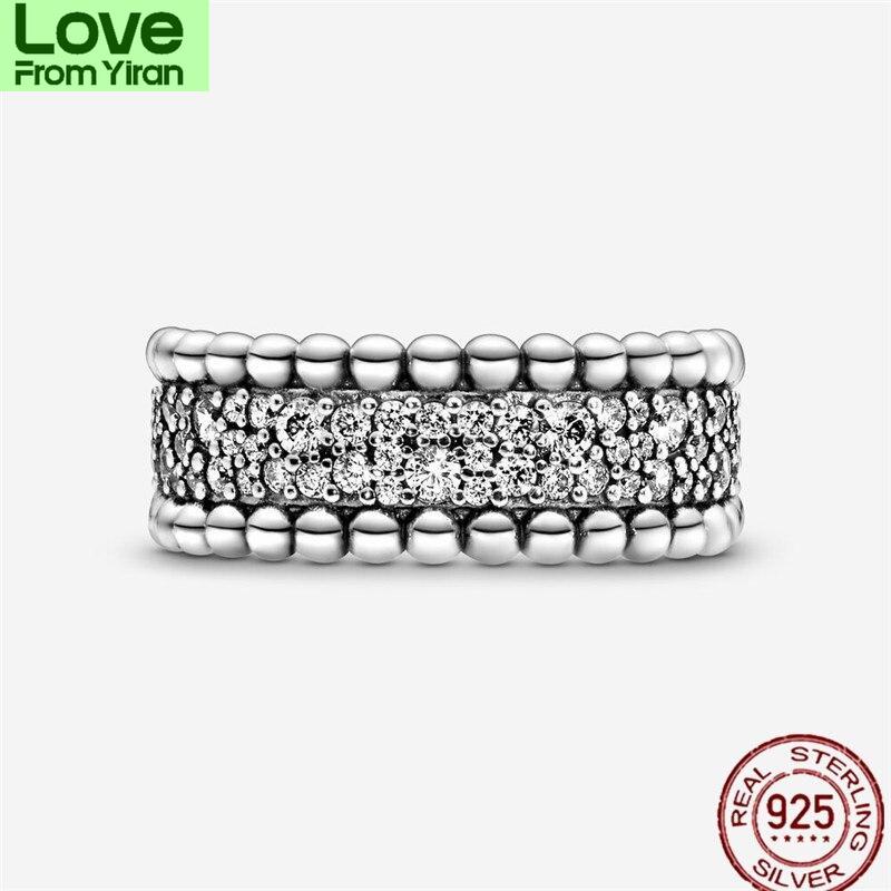 Новое 925 стерлингового серебра бисерное кольцо Pave Band для женщин 925 серебряные кольца бренд свадебные украшения подарок