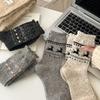 5 Pairs of Women's Autumn and Winter Woolen Warm Mid Top Bow Christmas Socks