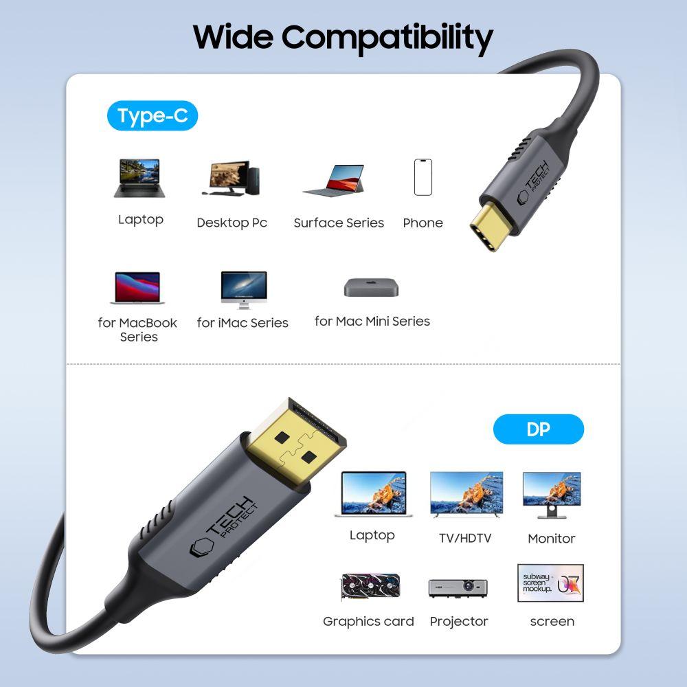 Tech-Protect Ultraboost Кабель Type-C - Displayport 1.4 8K 60 Гц 180 см Черный
