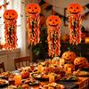4 Pcs Halloween Paper Pumpkin Jack O Lantern Hanging Decorations with Tassels for Halloween Party and Haunted House Decor