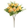 Artificial Tea Rose Easy Care Never Fade Realistic No Watering DIY 15 Heads Artificial Camellia Faux Silk Flower Wedding Decoration Floral Arrangement