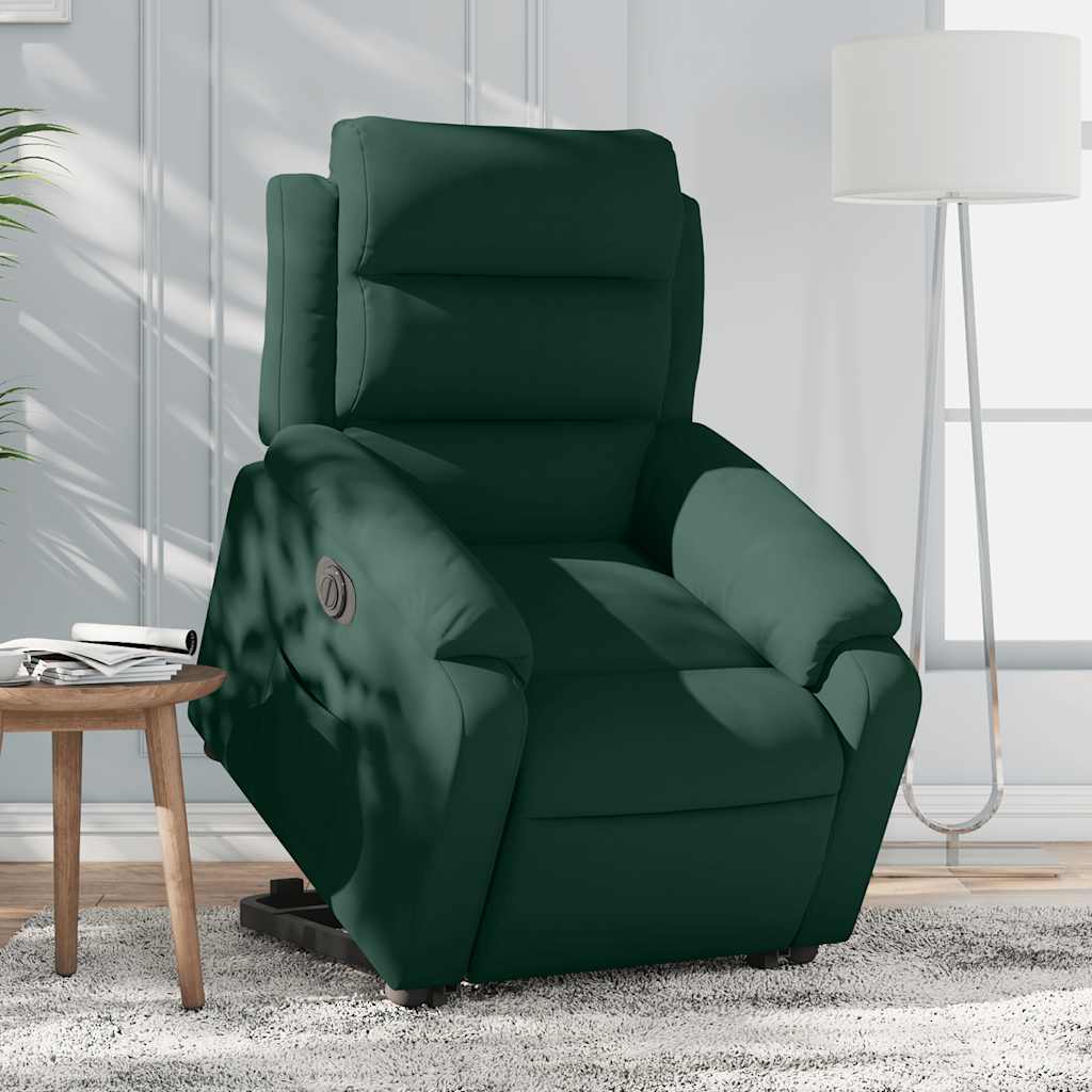 Electric Recliner Chair with Rising Function Dark Green Velvet