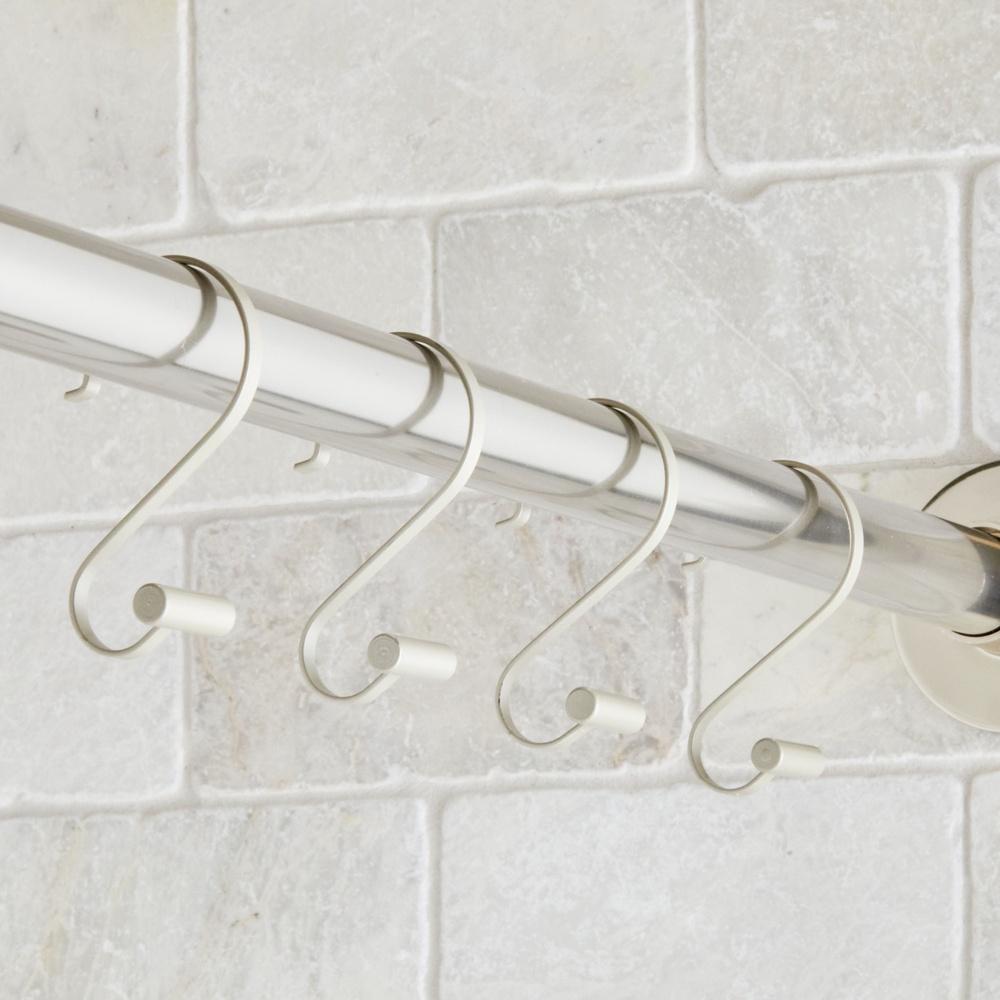 S-образные нержавеющие крючки для шторки для душа с Т-образными концами, набор из 12 штук, прочные, легко открываются, подходят для стандартных карнизов