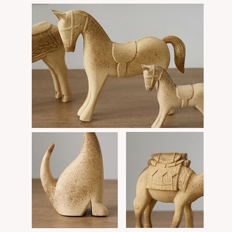 Милый декор комнаты с животными Лошадь Кролик Кошка Жираф Деревянные скульптуры Материалы для раскрашивания своими руками Ремесло Домашний декор Фигурка ручной работы Подарки
