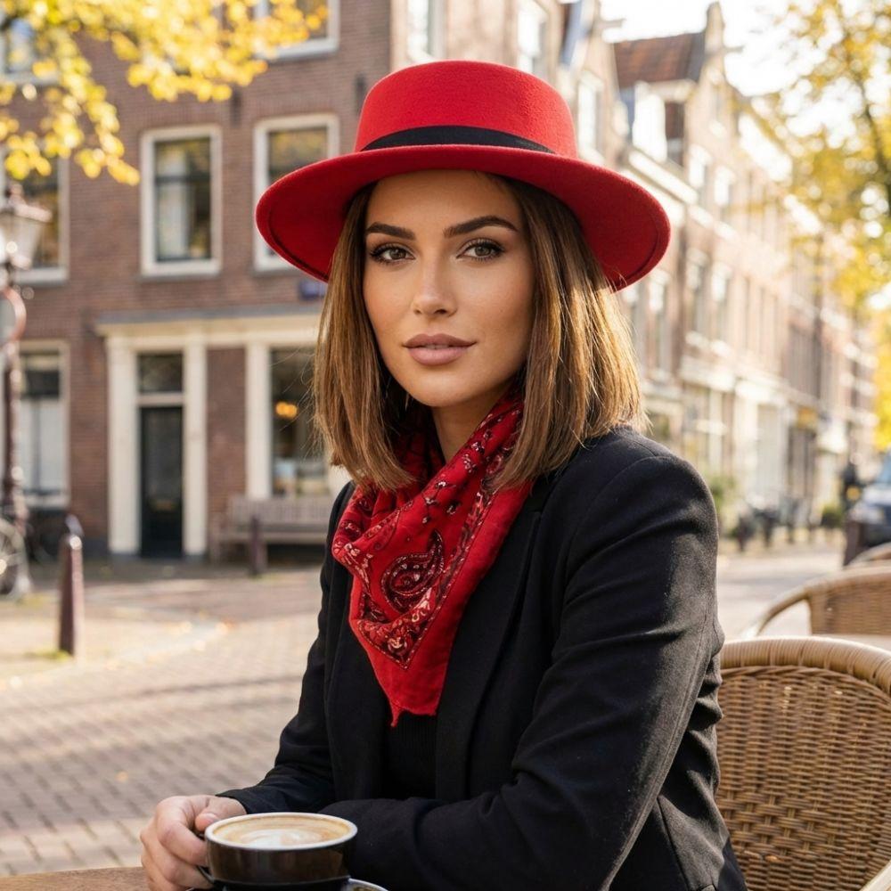 Solid Color Men's Felt Hat Elegant Women Jazz Hat Vintage Woolen Flat Top Hat Autumn
