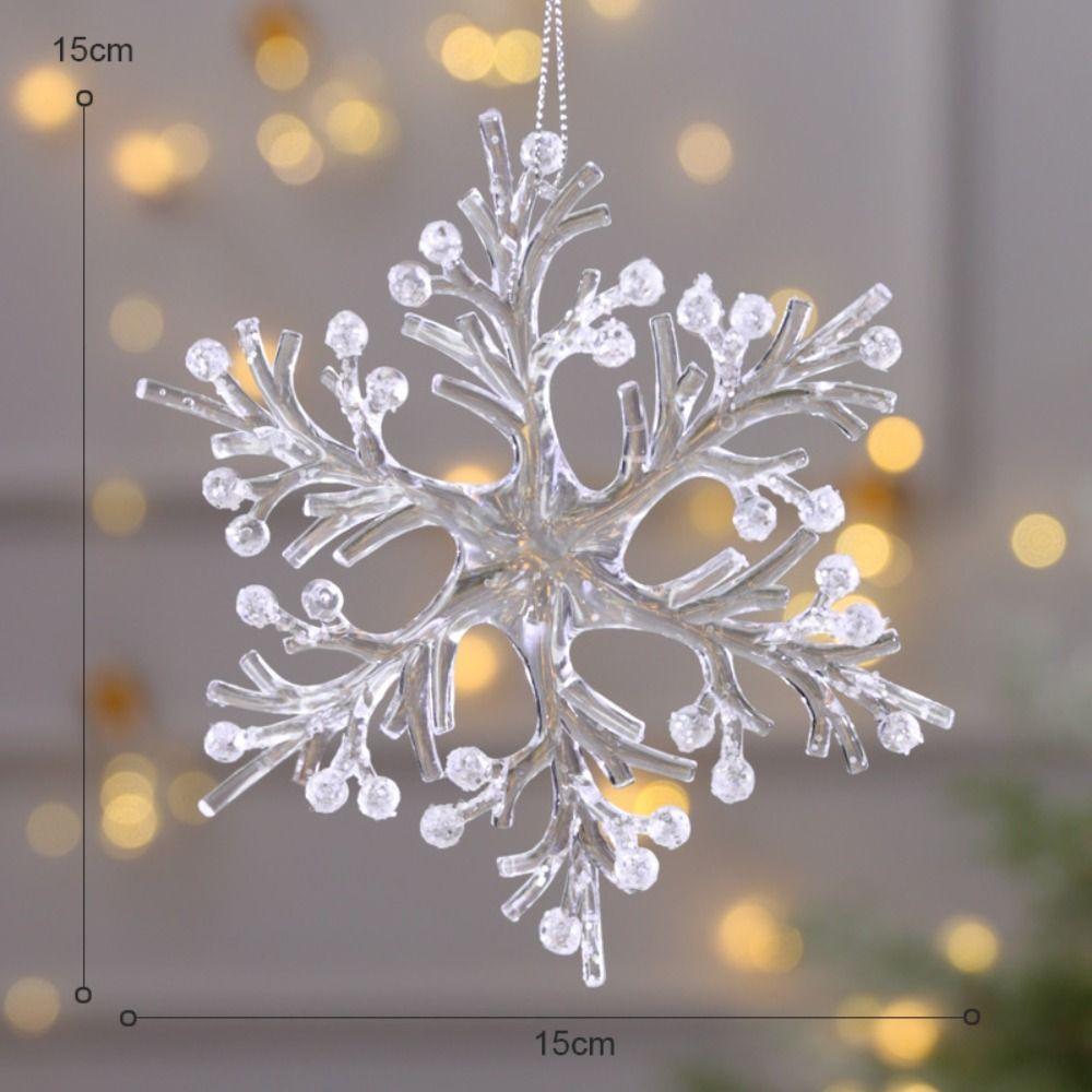 Clear Crystal Christmas Tree Pendants Acrylic Snowflake Piece Xmas Tree Hanging Ornaments Gift