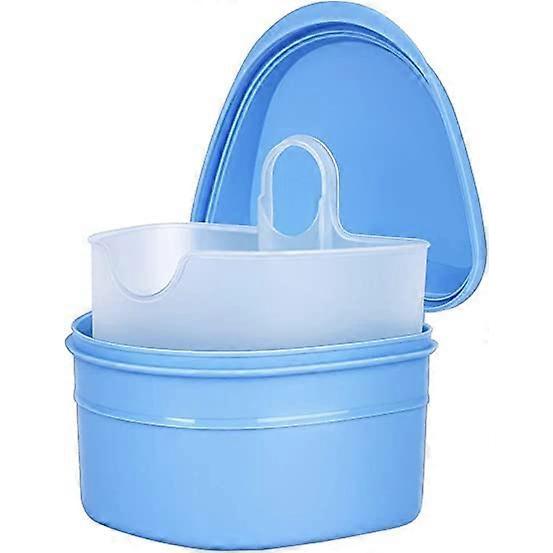 Dww-Denture Cleaning Kit: Denture cleaning case with denture brush (Blue)