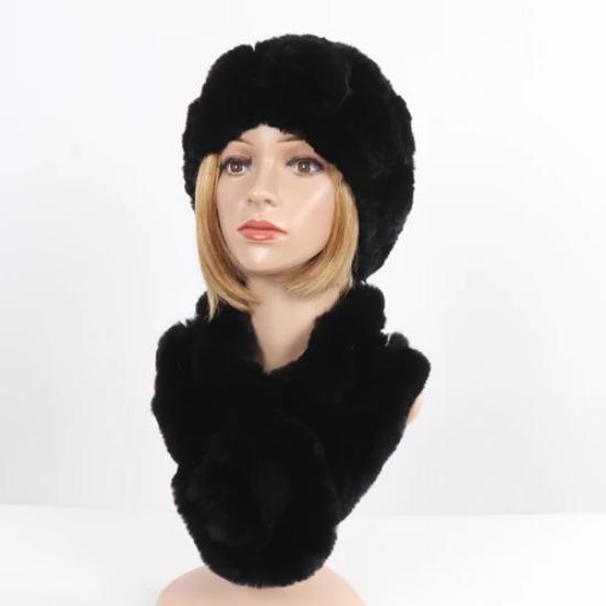 Новые женские зимние наборы шапка и шарф из натурального теплого меха кролика рекс, вязаные шапки и шарфы из натурального меха, муфта