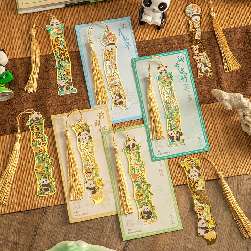 Chinese Style Panda Metal Bookmark Ins Style High-value Hollow Exquisite Cultural and Creative Students Give Gifts To Friends