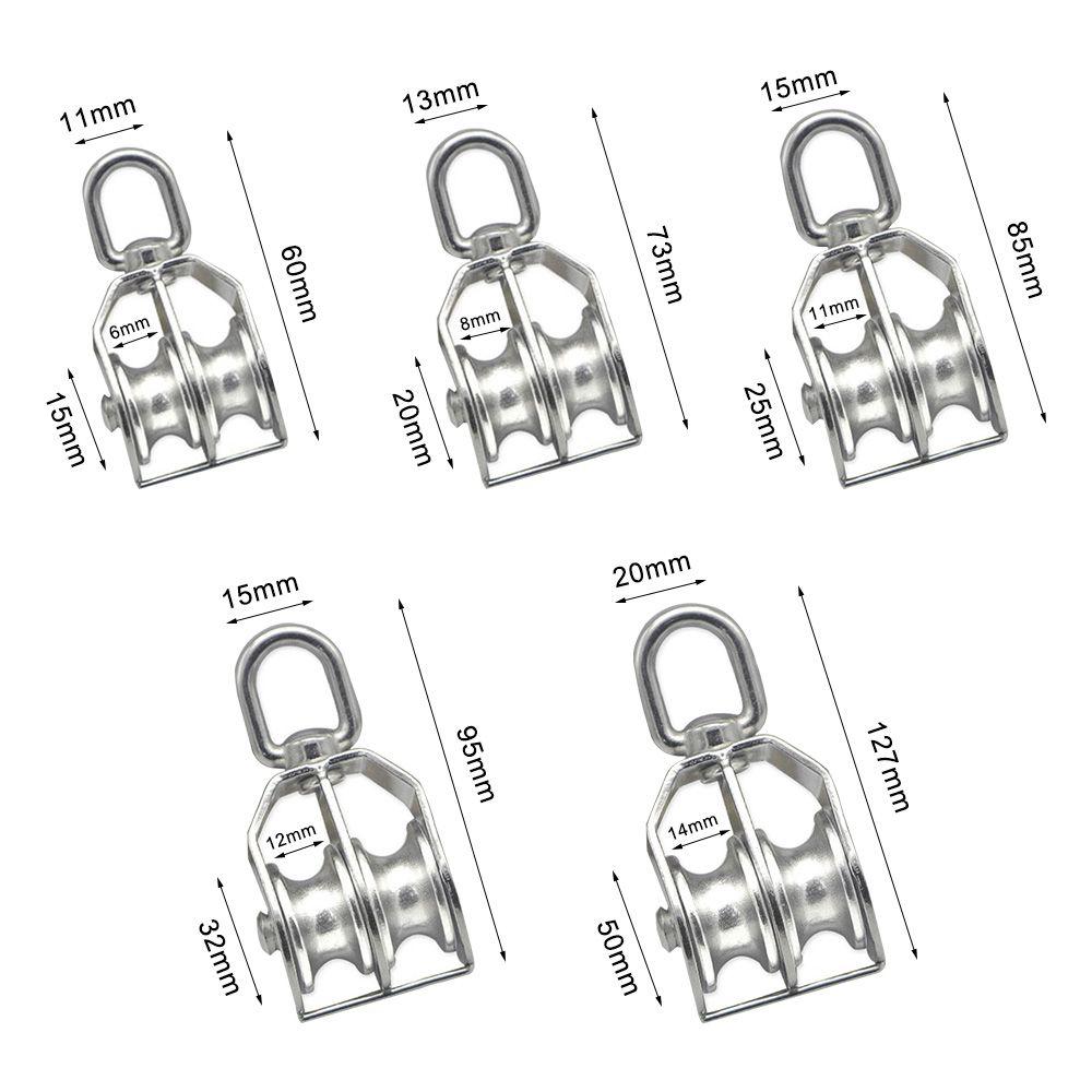 Ring Outdoor Tools Lifting Wheel Double Wheels Swivel Lifting Rope Pulley Stainless Steel Pulley