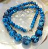 6-14mm Blue Multicolor Turkey Gems Round Beads Necklace 18"