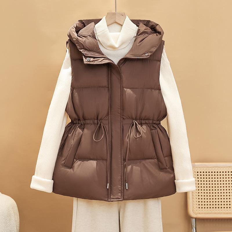 Hooded cotton vest women's autumn and winter large size women's clothing vest jacket warm sleeveless vest women's clothing