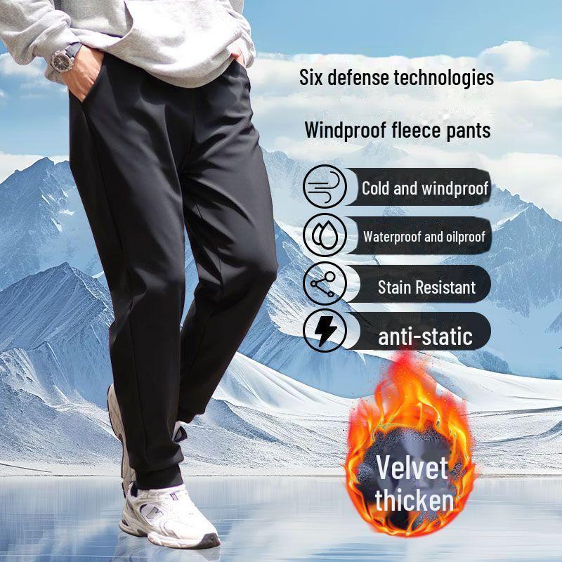 Мужские зимние ветрозащитные водонепроницаемые рабочие брюки, износостойкие, грязеотталкивающие, плюс бархатные повседневные спортивные брюки