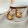 Массивные серьги-кольца для женщин, золотые двойные толстые геометрические серьги, ювелирные аксессуары