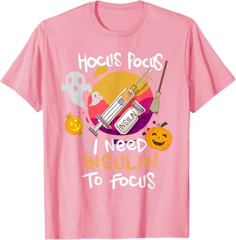 Type 1 Diabetes Hocus Pocus I Need Insulin To Focus Boys TShirt Humor Funny Halloween Costume Novelty Gift Fashion Diabetic Tee
