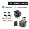 2-в-1 Беспроводной адаптер CarPlay и Беспроводной адаптер Android Auto, 5 ГГц WiFi, Type-C и USB, Plug and Play для VW Toyota Nissan Honda Benz