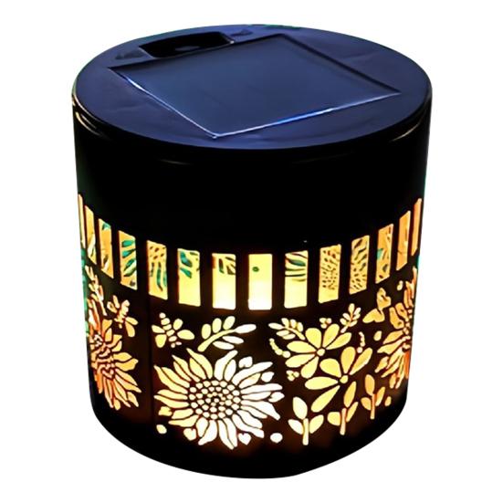 Солнечные фонари для улицы, декоративные садовые светильники на солнечных батареях с интеллектуальным датчиком, водонепроницаемые, металлические, с полым узором, для палубы, ступеней, стен