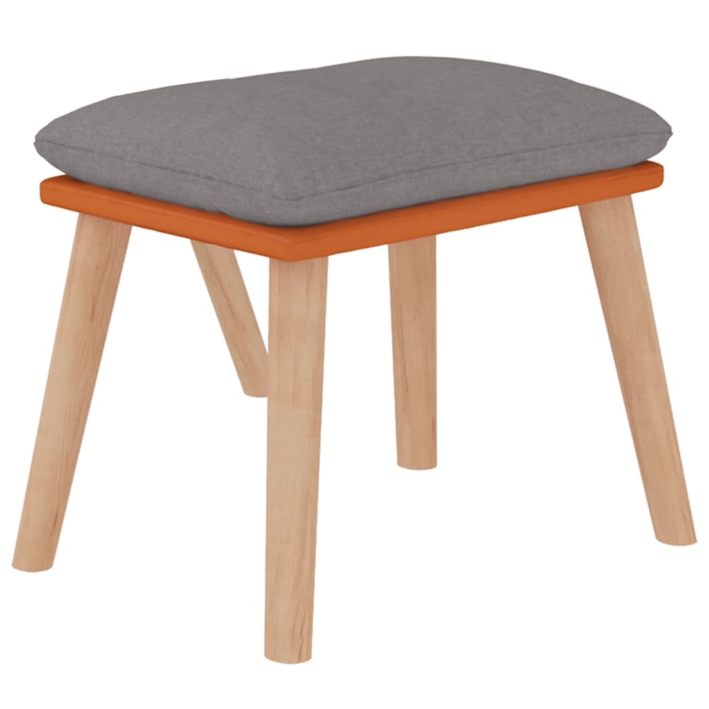 Relax Chair with Footstool Light Grey Faux Leather & Fabric