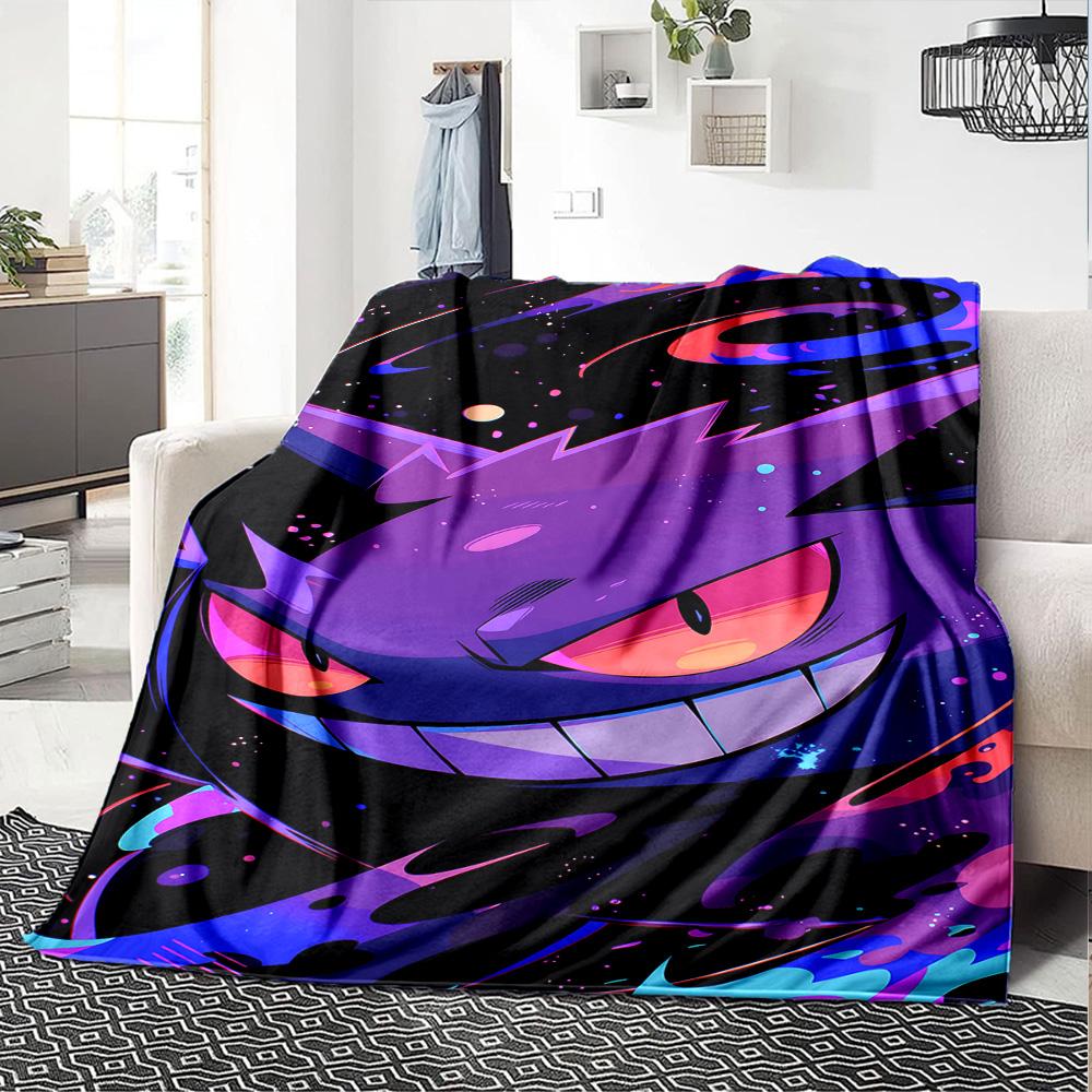1pc Gengar Space Adventure Flannel Blanket,Ultra Soft Warm Plush Throw for Home Bedroom Bed Sofa Cover Camping Picnic gift Y72430