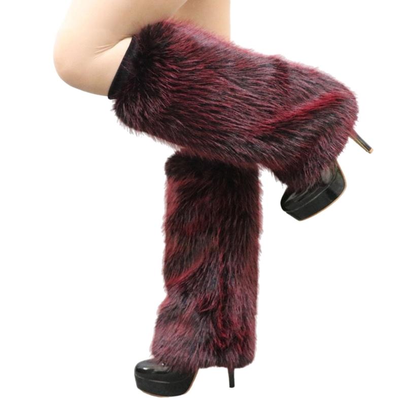 Plush Furry Leg Warmers for Women Cozy Winter Boot Toppers Cuffs Thermal Warm Fuzzy Foot Covers Footless Socks Gaiters