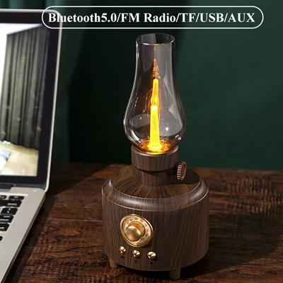 Ретро FM-радио Винтажный Bluetooth-динамик Атмосфера Свет Шокирующий бас Звуковая коробка Музыкальный плеер Поддержка TF-карты USB AUX Home Deco