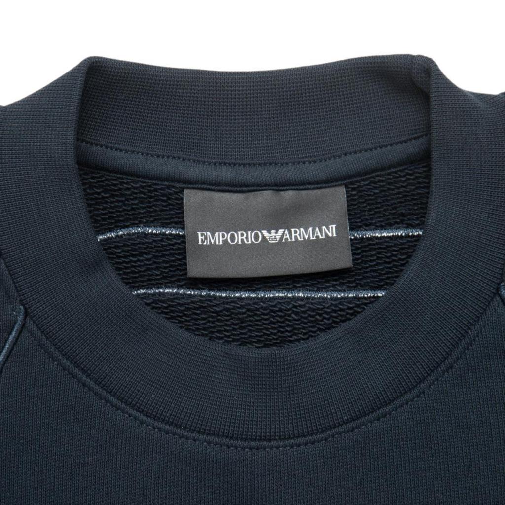 Emporio Armani Мужская толстовка с длинным рукавом и вышитым логотипом, круглый вырез, темно-синяя 6R1ME3-1JWPZ-0920
