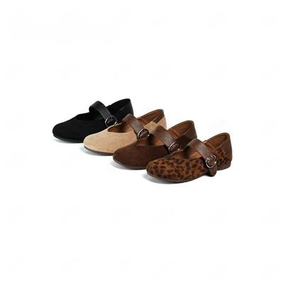 Ретро туфли Мэри Джейн с леопардовым принтом женские осень 2025 новые французские туфли-лодочки с неглубоким вырезом одинарный ремешок балетки на плоской подошве