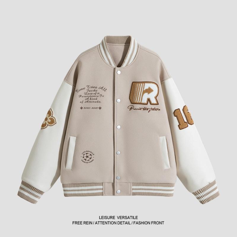 Spring Autumn Men Women Patchwork Baseball Couples Coats Harajuku High Street American Style Embroidery Flight Stand Collar Softshell Jacket