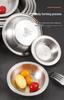 304 Stainless Steel Deepened Vegetable and Dinner Plate, Thickened Flat Bottom for Soup and Fish, Brushed Finish