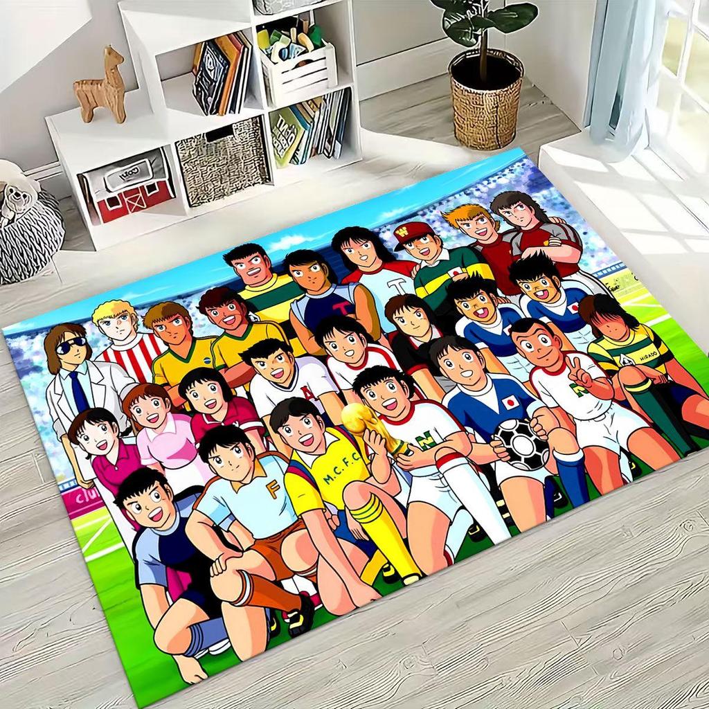 Cartoon Captain Ozora Tsubasa Football Rug for Bedroom Living Room Sofa Home Doormat Decor , Large Kids Play Non-slip Floor Mat