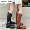 Woman Western Cowgirl Boot Fashion Back Zippers Long Booties Autumn Winter Suqare Low Heel Girl Shoes