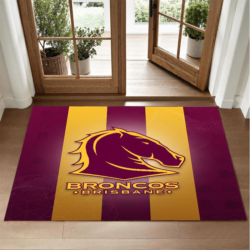 Brisbane Broncos Design Crystal Velvet Rug Soft Decorative Mat for Bedroom Entrance