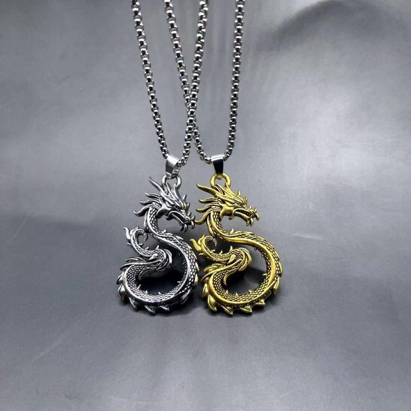 Подвеска-кулон в виде китайского дракона, ювелирное украшение зодиакального знака Года Дракона 2024