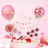 Birthday Cake Decoration Set with Balloons, Stars, Fans and Banners for Party Supplies