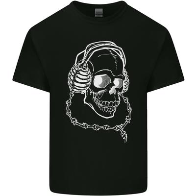 Music A Skull Wearing Headphones Unisexs Light Cotton TShirt