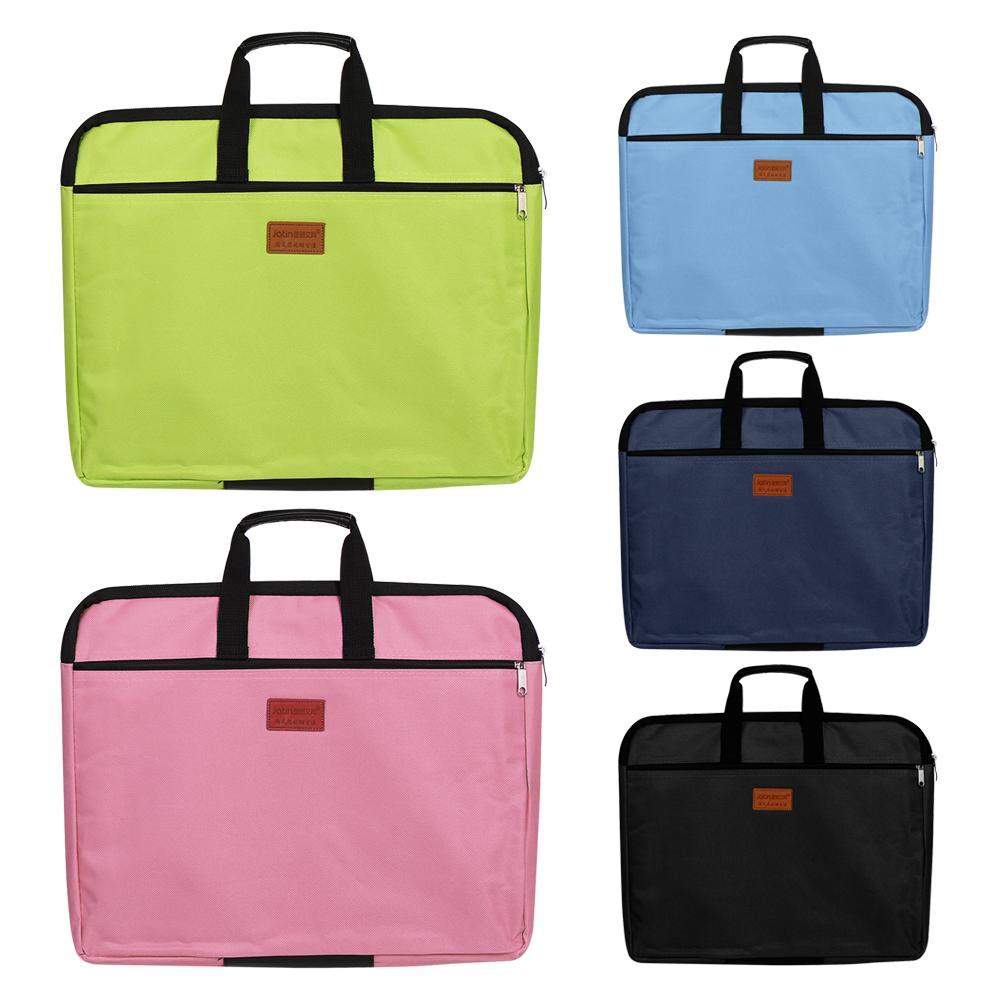 With Handle Zipper Big Capacity Waterproof A4 Size Handbag File Folder Files Bag Double Layers