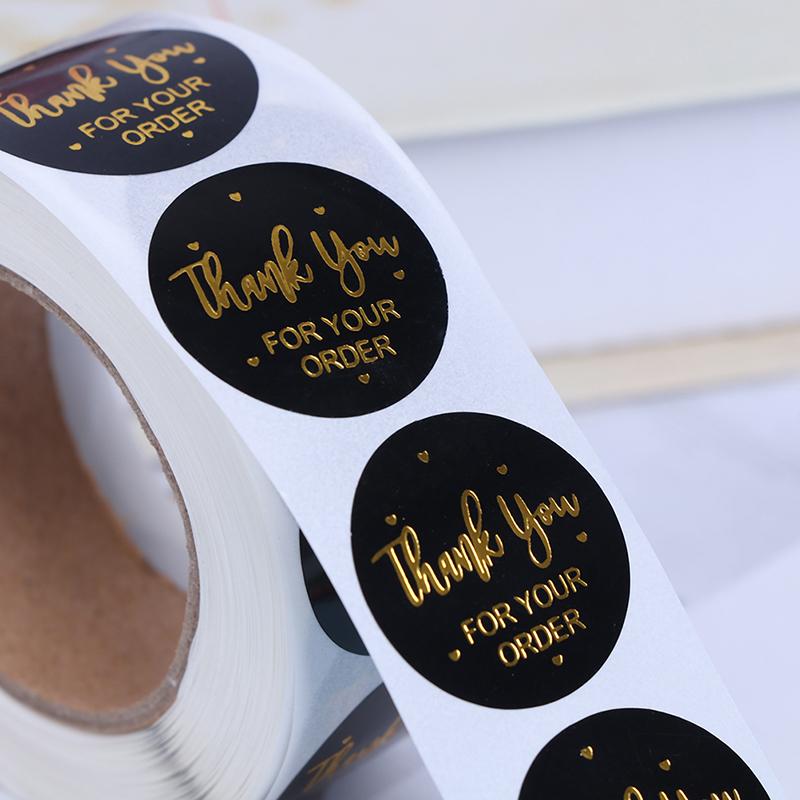 500 шт. Розовый Черный Ручная работа С Для Вашего Заказа Наклейка Сердце Спасибо Наклейка