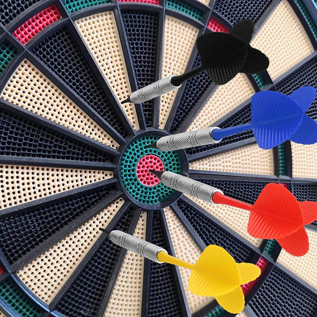 Safe Darts 12Pieces 14g Darts Set Soft Plastic Tip Plastic Barrels Iron Nickel Plated Shaft Plastic Flight with 100 Tips